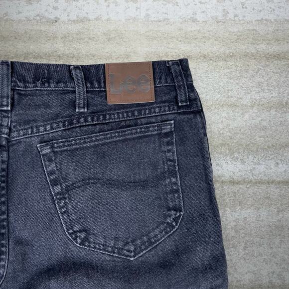 Lee MR Jeans Regular Straight Leg Fit Jet Black Wash Brown Logo Tab - Picture 3 of 5